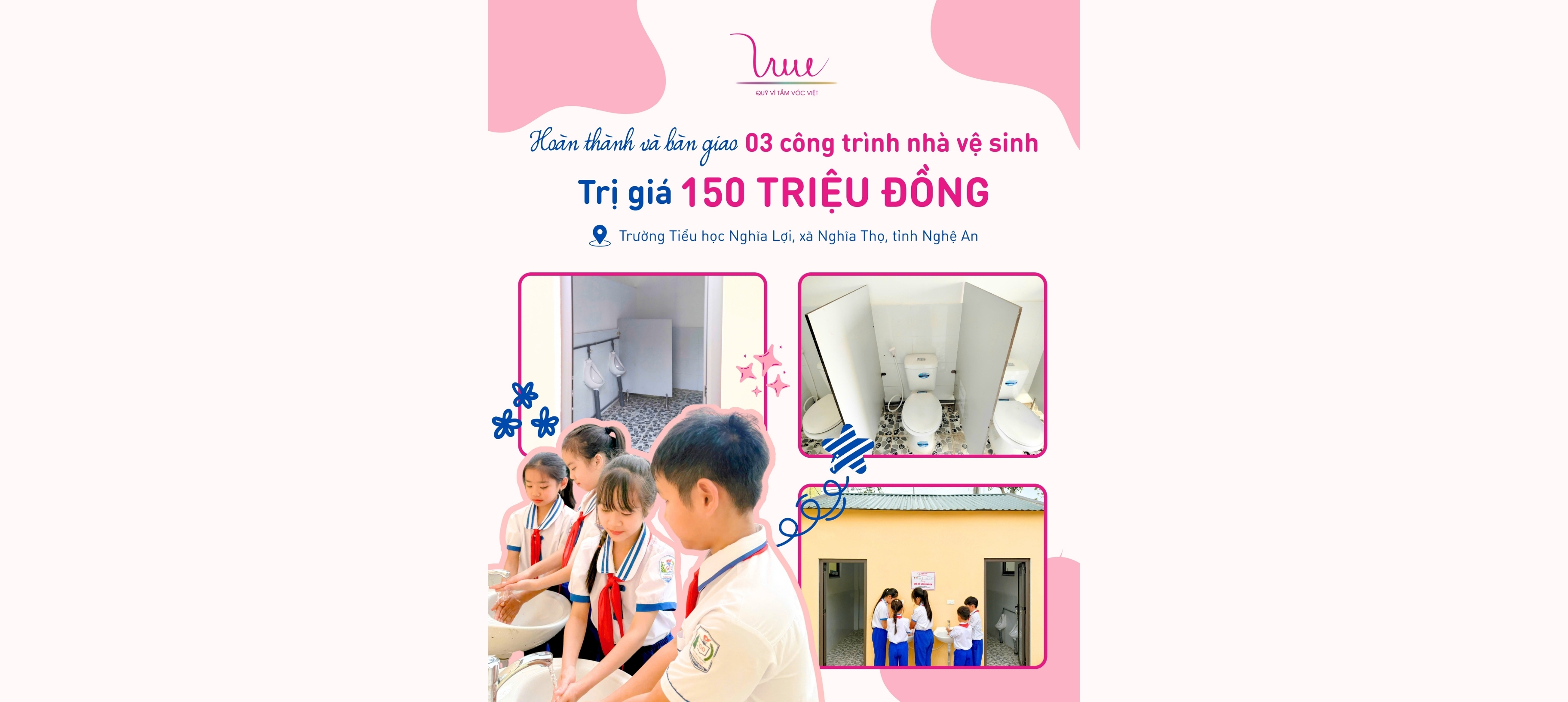 Hoàn thành và bàn giao 03 công trình nhà vệ sinh tại Trường Tiểu học Nghĩa Lợi